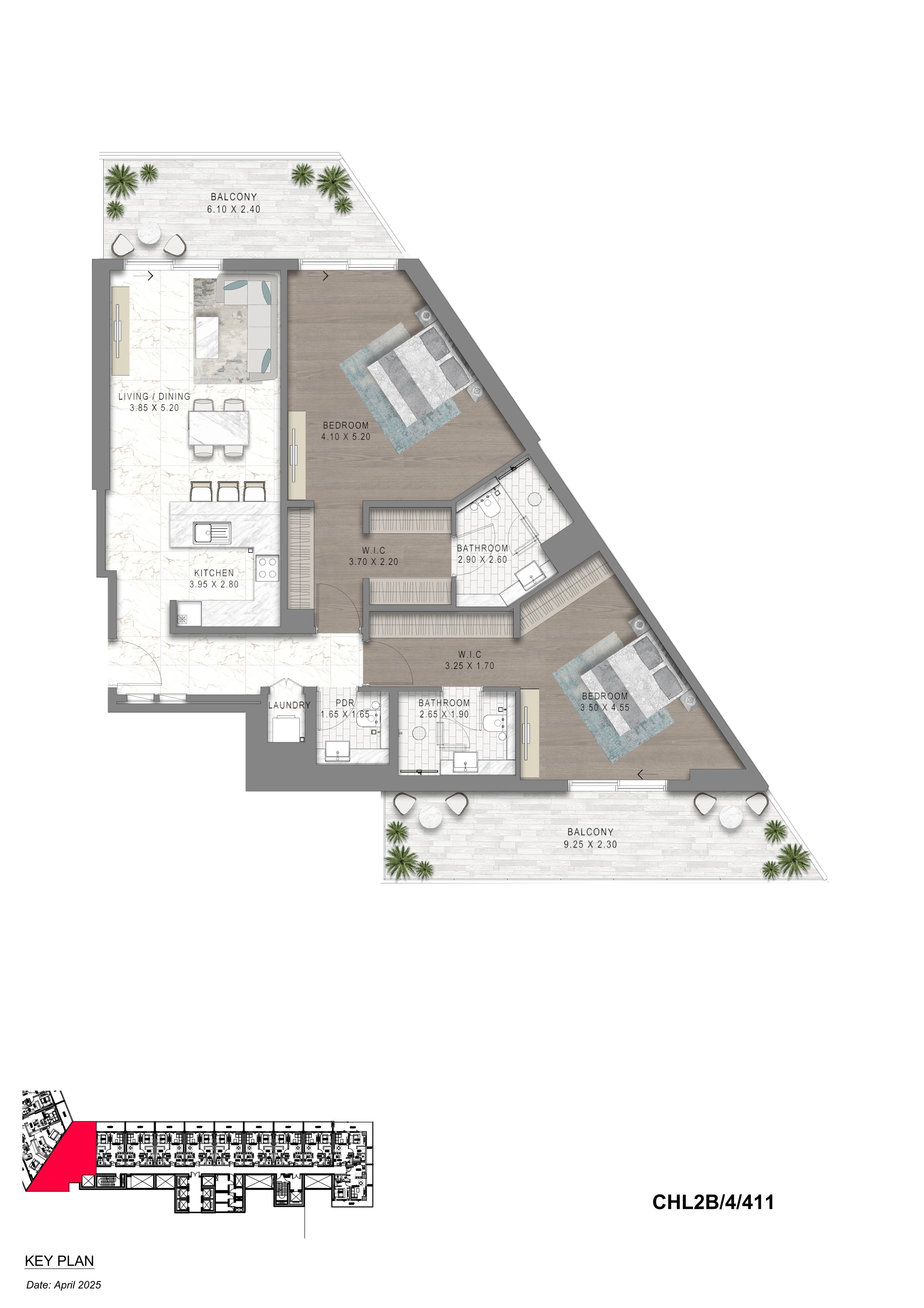2 Bedroom for 1656 sq feet floor plan